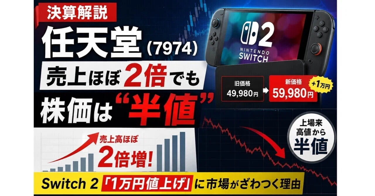決算解説】任天堂（7974）―売上ほぼ2倍でも株価は“半値”、Switch 2「1