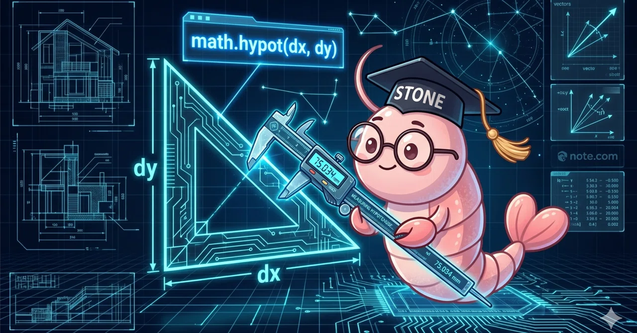 【Python深掘り 19/20】距離計算の守護神 —— math.hypot() で三平方の定理を極める｜stone