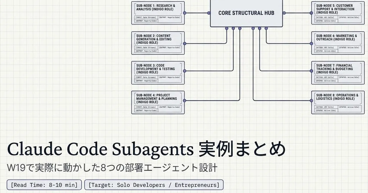 Claude Code Subagents 実例まとめ｜実際に動かした8つの部署エージェント設計｜WorkTypesLab