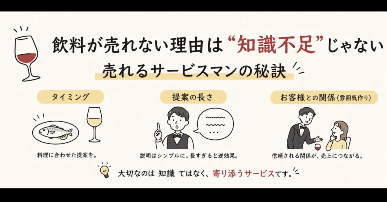 レストラン現場向け】飲料が売れない理由は“知識不足”じゃない｜売れる