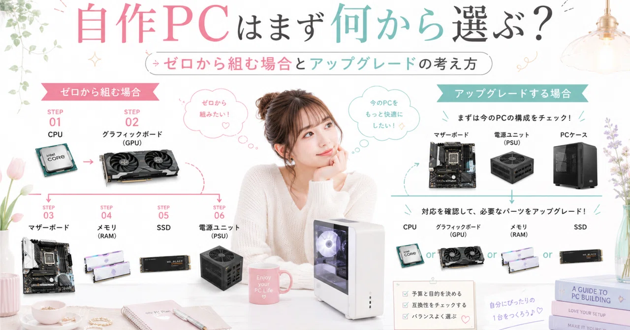 自作PCはまず何から選ぶ？ゼロから組む場合とアップグレードで最初に