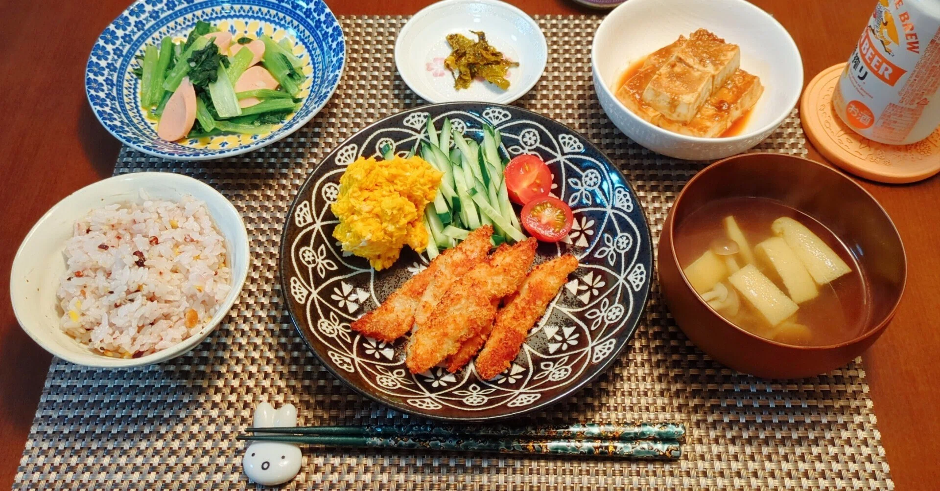 昨日の夜ごはん｜ササミフライ定食＆残りタレで豆腐田楽｜夜ごはんを