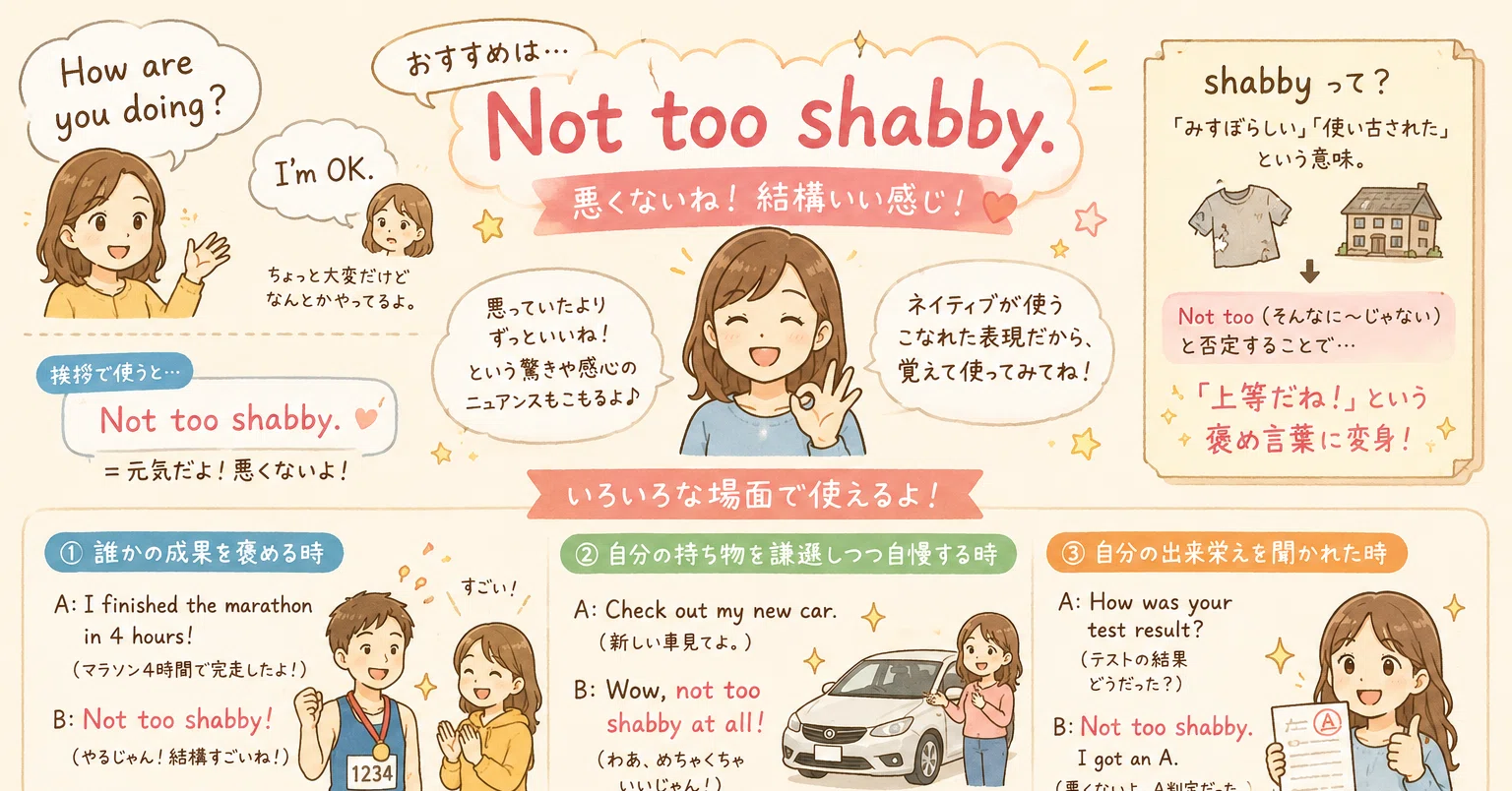 英会話でネイティブっぽさがでる！Not too shabbyの使い方｜片岡麻実