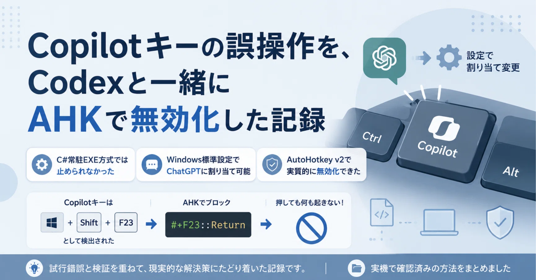 Copilotキーの誤操作を、Codexと一緒にAHKで無効化した記録｜一休💊AI