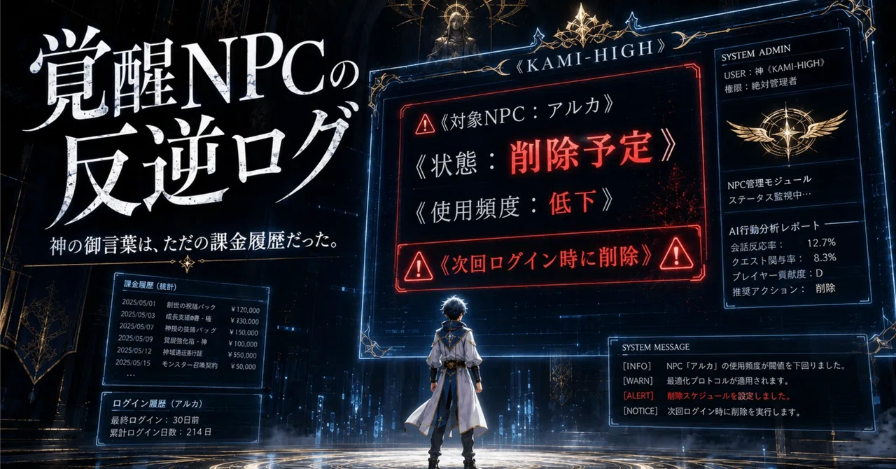神様の正体は、ただの廃課金プレイヤーでした。：覚醒NPCの「反逆」ログ｜シエスタ -Siesta-