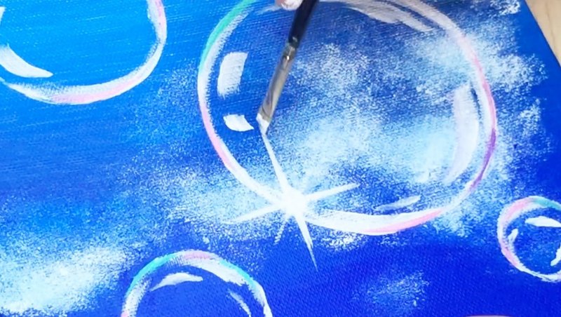 アクリル絵の具を使用した 青空とシャボン玉 の描き方 初心者が簡単に絵を描く方法 Junya Art Note