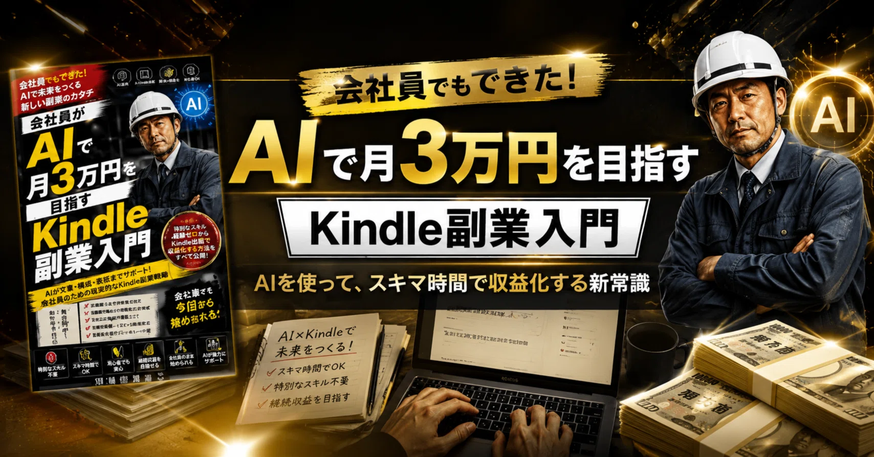 お知らせ】【表紙変更】『会社員がAIで月3万円を目指すKindle副業入門