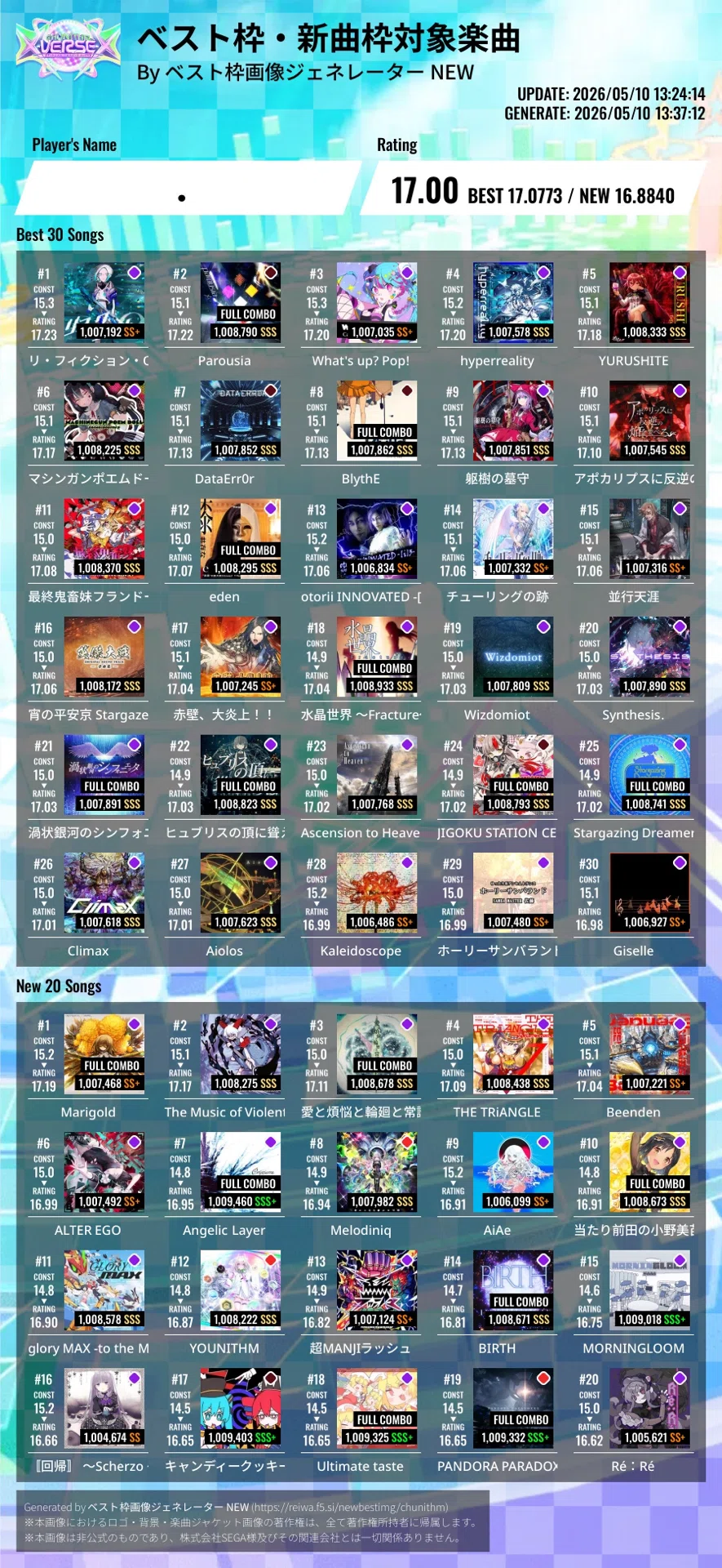 ✧1名限り✧破格✧超超大量✧多種類✧ビジュー✧チャトン✧mixパーツ✧まとめ売り CHUNITHM XVX】中途半端男のレート17.00べ枠紹介｜さくらもり