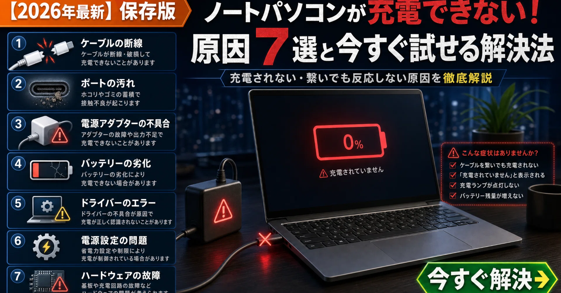 ノートPCが充電できない原因7つと対処法|充電されない・バッテリーが ノートPCが充電できない原因7つと対処法|充電されない・バッテリーが