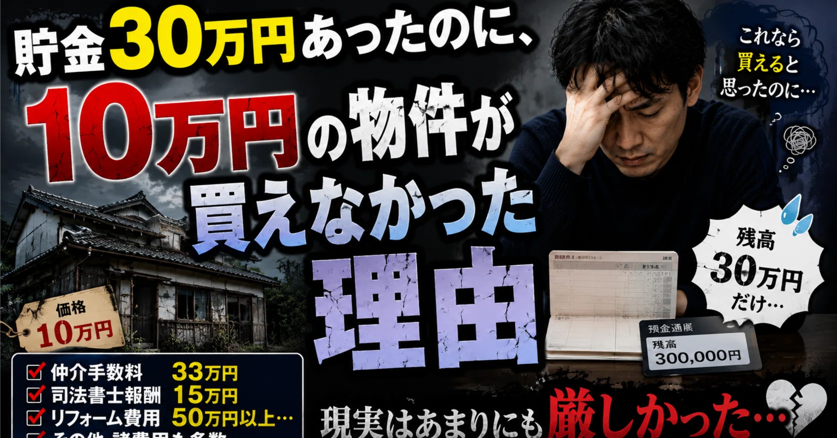 貯金30万円あったのに、10万円の物件が買えなかった理由（リアル体験談