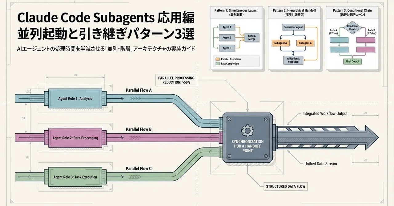 Claude Code Subagents 応用編｜並列起動と引き継ぎパターン3選｜WorkTypesLab