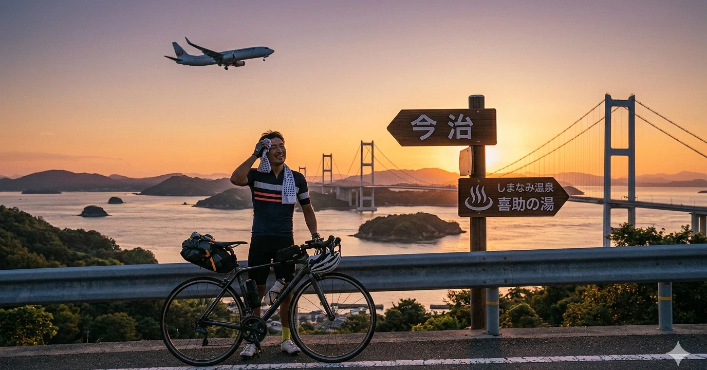 サイクリスト必見】しまなみ海道から空路で帰る！飛行機に乗る前に