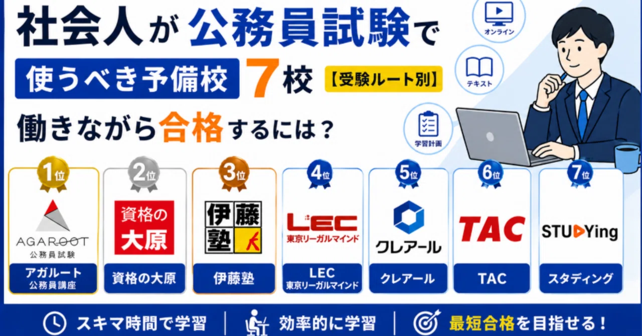 社会人向け公務員試験の予備校おすすめ8校【働きながら合格するための