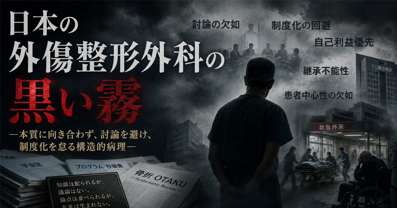 日本の外傷整形外科に漂う黒い霧―討論不全・制度化回避・継承困難性