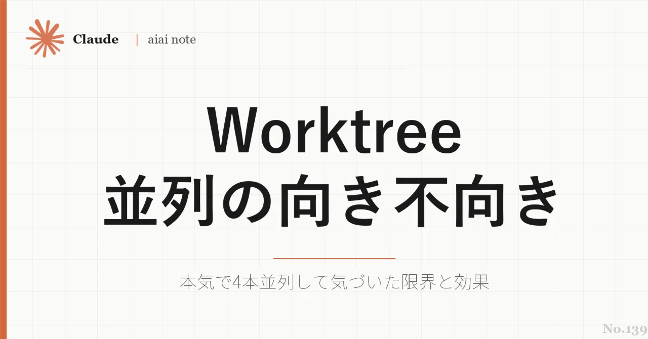 Claude CodeのGit Worktreeで並列開発、向き不向きを正直に書く｜aiai