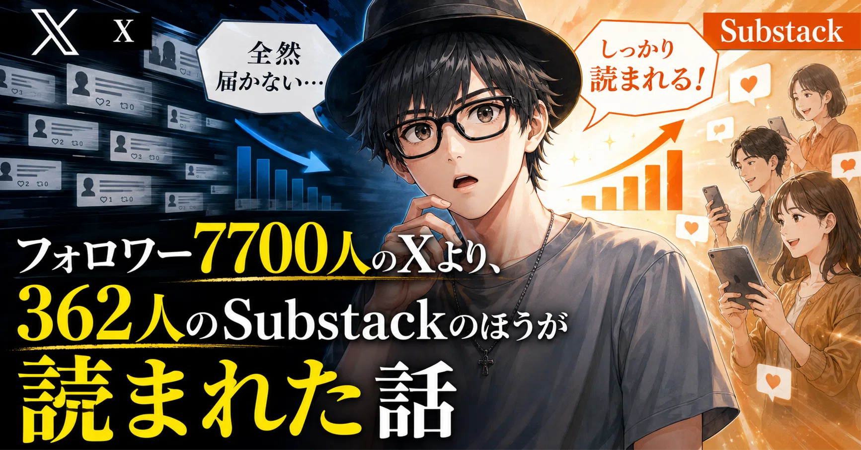 フォロワー7700人のXより、362人のSubstackのほうが読まれた話|久我レイジ フォロワー7700人のXより、362人のSubstackのほうが読まれた話|久我レイジ