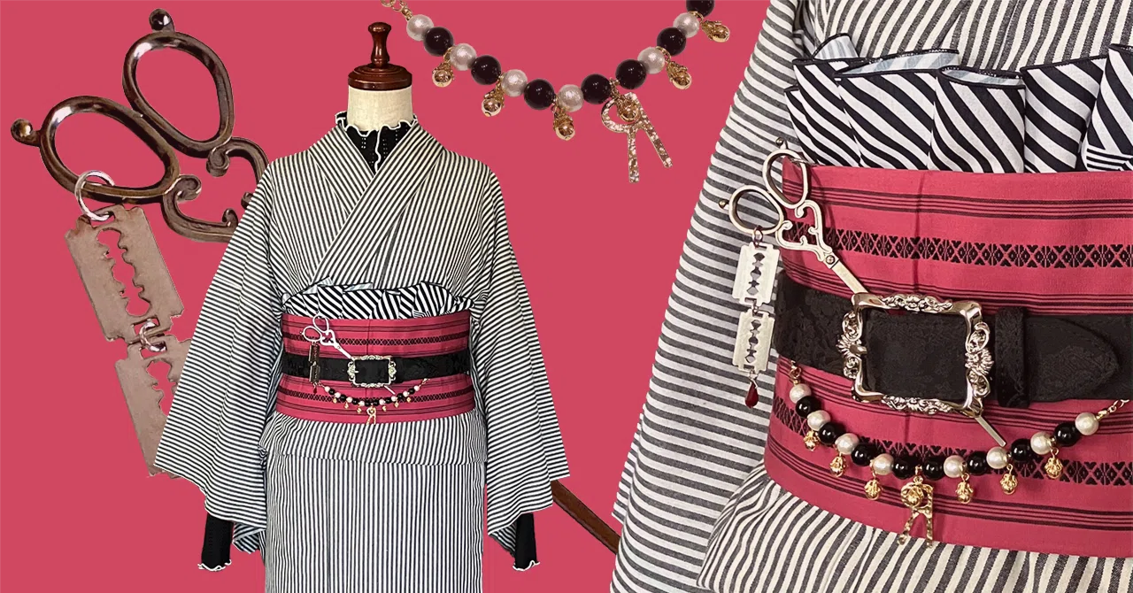和洋折衷着物コーデ】えっ？！鋏が刺さってる？！なんだコレ着物コーデ
