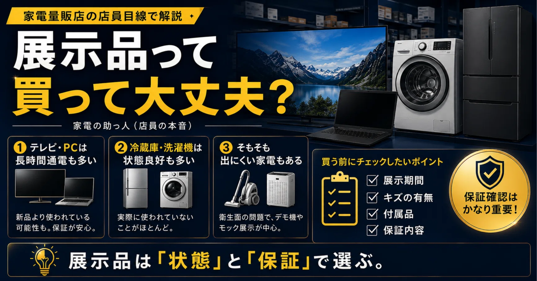 展示品って買って大丈夫?家電量販店の店員目線で解説|家電の助っ人 展示品って買って大丈夫?家電量販店の店員目線で解説|家電の助っ人