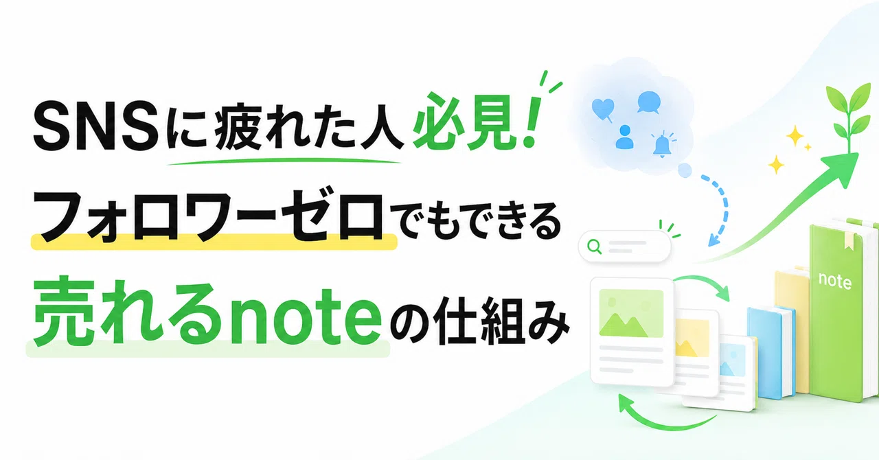 SNSに疲れた人必見！フォロワーゼロでもできる｜売れるnoteの仕組み｜のぶを＠SNS不要のnote副業術