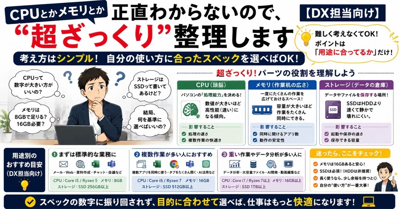 CPUとかメモリとか正直わからないので、“超ざっくり”整理します【DX
