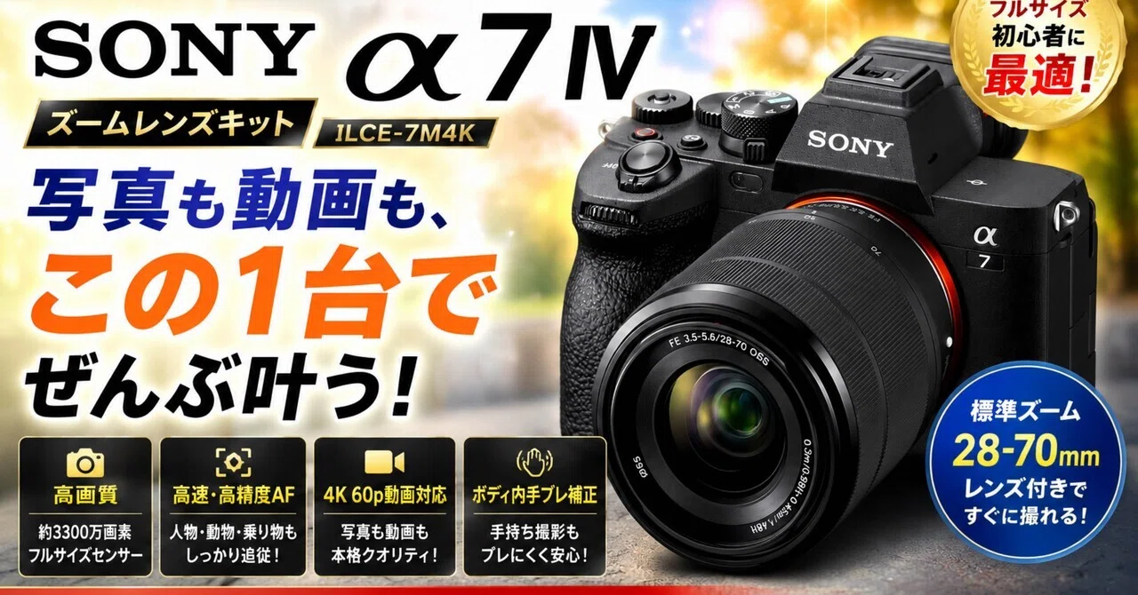 【動作確認済】SONY α 一眼レフカメラ ズームレンズ付き SONY α7 IV ズームレンズキットは、初めてのフルサイズで後悔しにくい