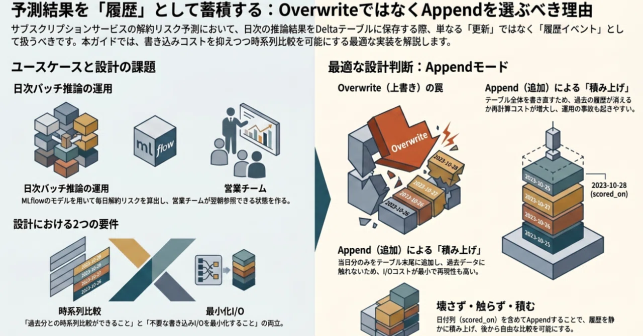 予測を「履歴」として残すなら、まず Overwrite を疑う～Databricks認定データエンジニアプロフェッショナル｜Mellow Launch