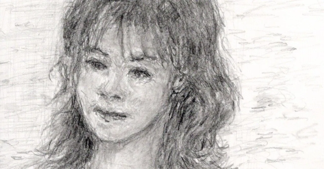 鉛筆画 浜辺の少女A3厚手上質ケント 鉛筆画】浜辺にて｜Atelier Non