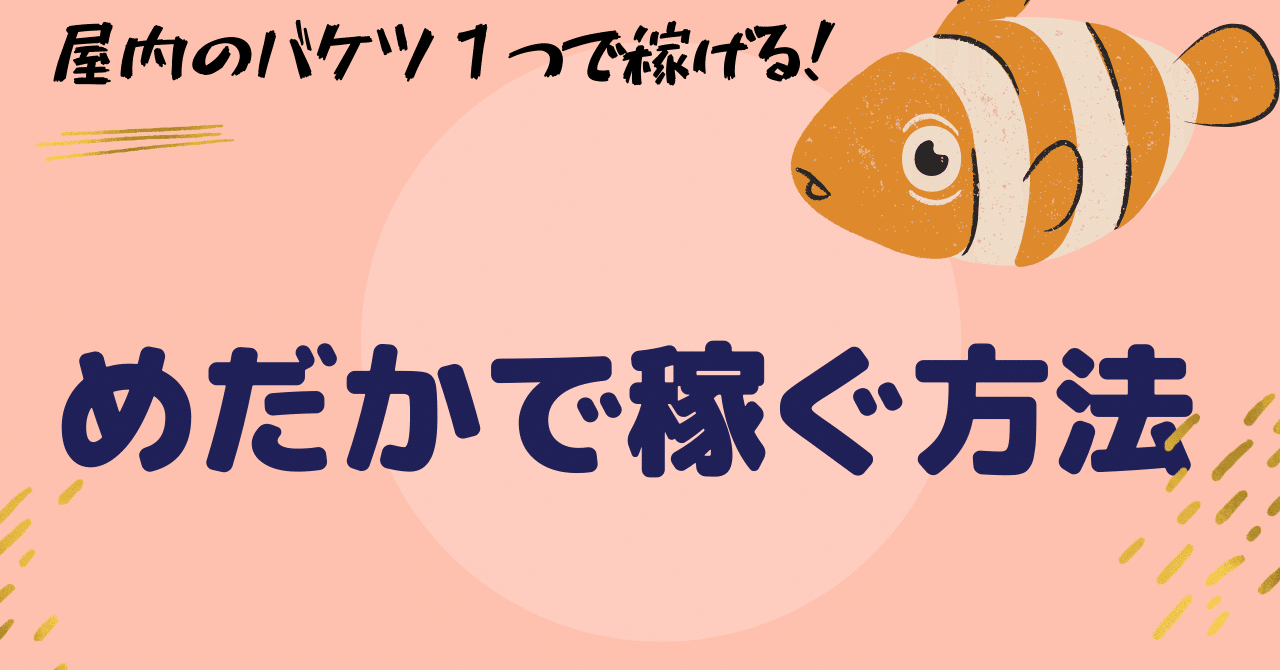 めだかの卵で月10万を稼ぐ方法 バケツ1つで副業 21年の9月最新情報あり メダカ太郎 Note