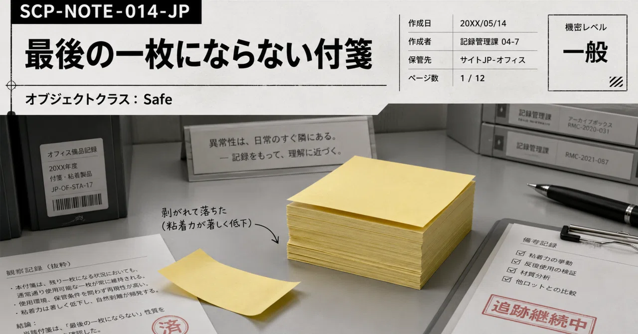 SCP-NOTE-014-JP 最後の一枚にならない付箋｜えいへいちゃん