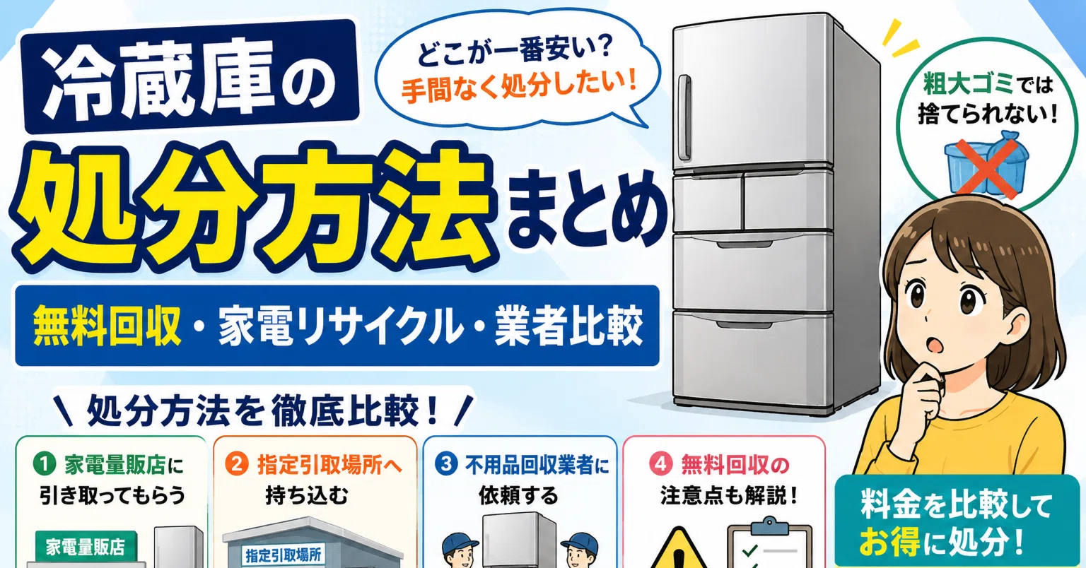 冷蔵庫の処分方法まとめ｜無料回収・家電リサイクル・業者比較｜不用品