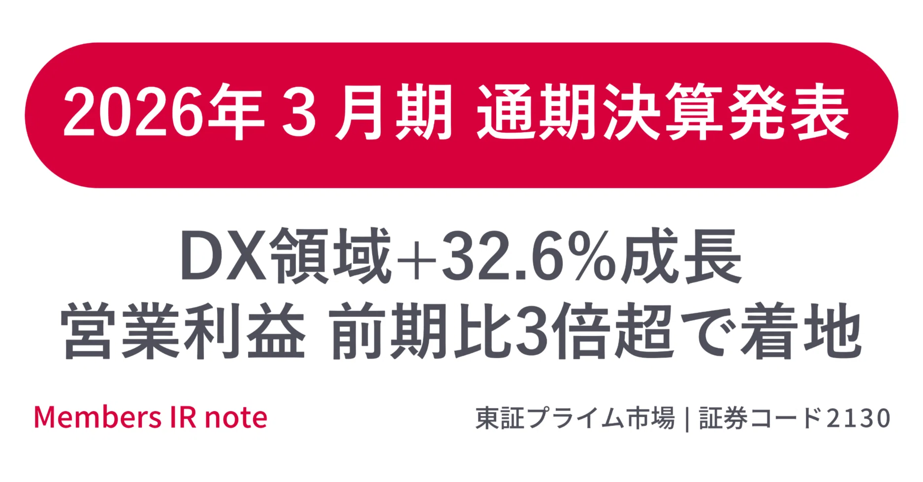 2026年3月期 決算】DX領域+32.6%成長、営業利益は前期比3倍超で着地