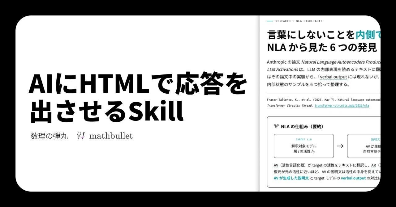 AI応答をHTMLでいい感じに出させるSkill｜数理の弾丸