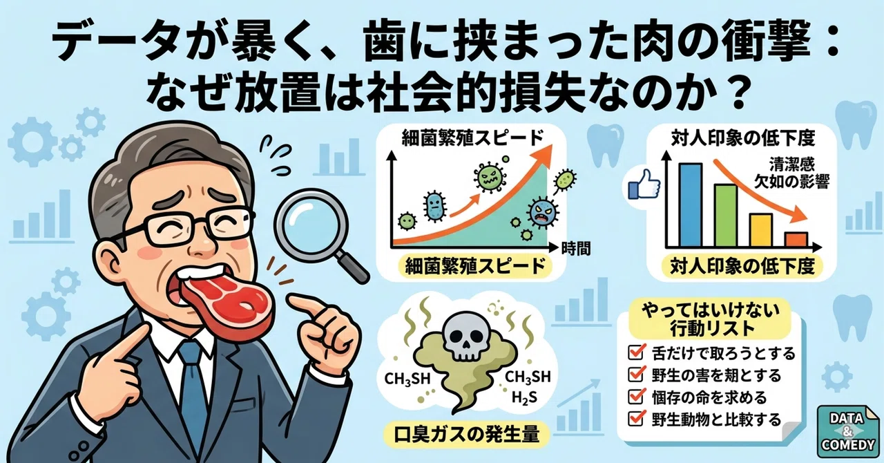 歯に挟まった肉を放置してはいけない——データが示す、あなたの口腔内と社会的地位の崩壊|わたさん 創作絵日記作家
