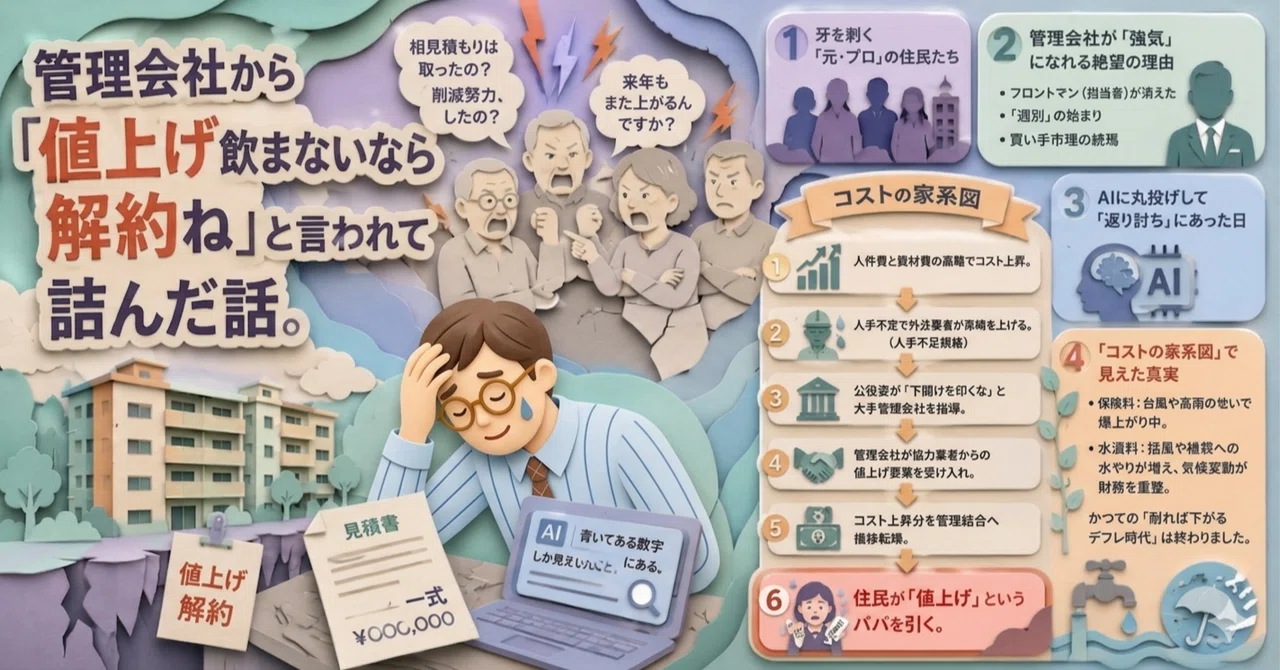 管理会社から「値上げ飲まないなら解約ね」と言われて詰んだ話。|Happyマンションプランナー