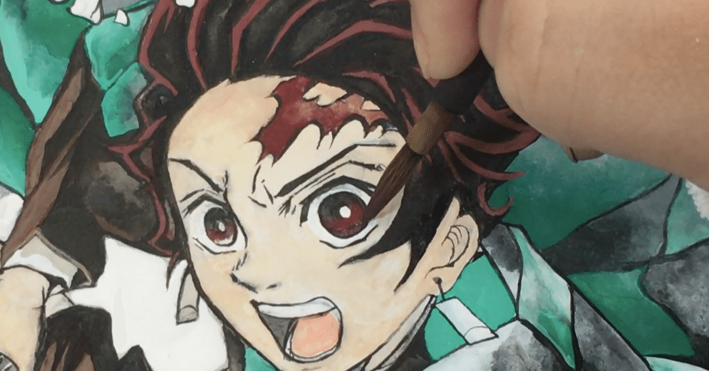 日本画で【鬼滅の刃】竈門炭治郎を描くの解説・補足｜画家ザシキコゾウ