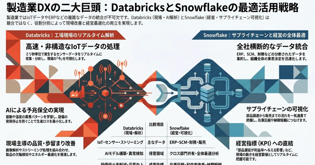 製造業におけるデータ活用：DatabricksのIoT解析 vs Snowflakeの