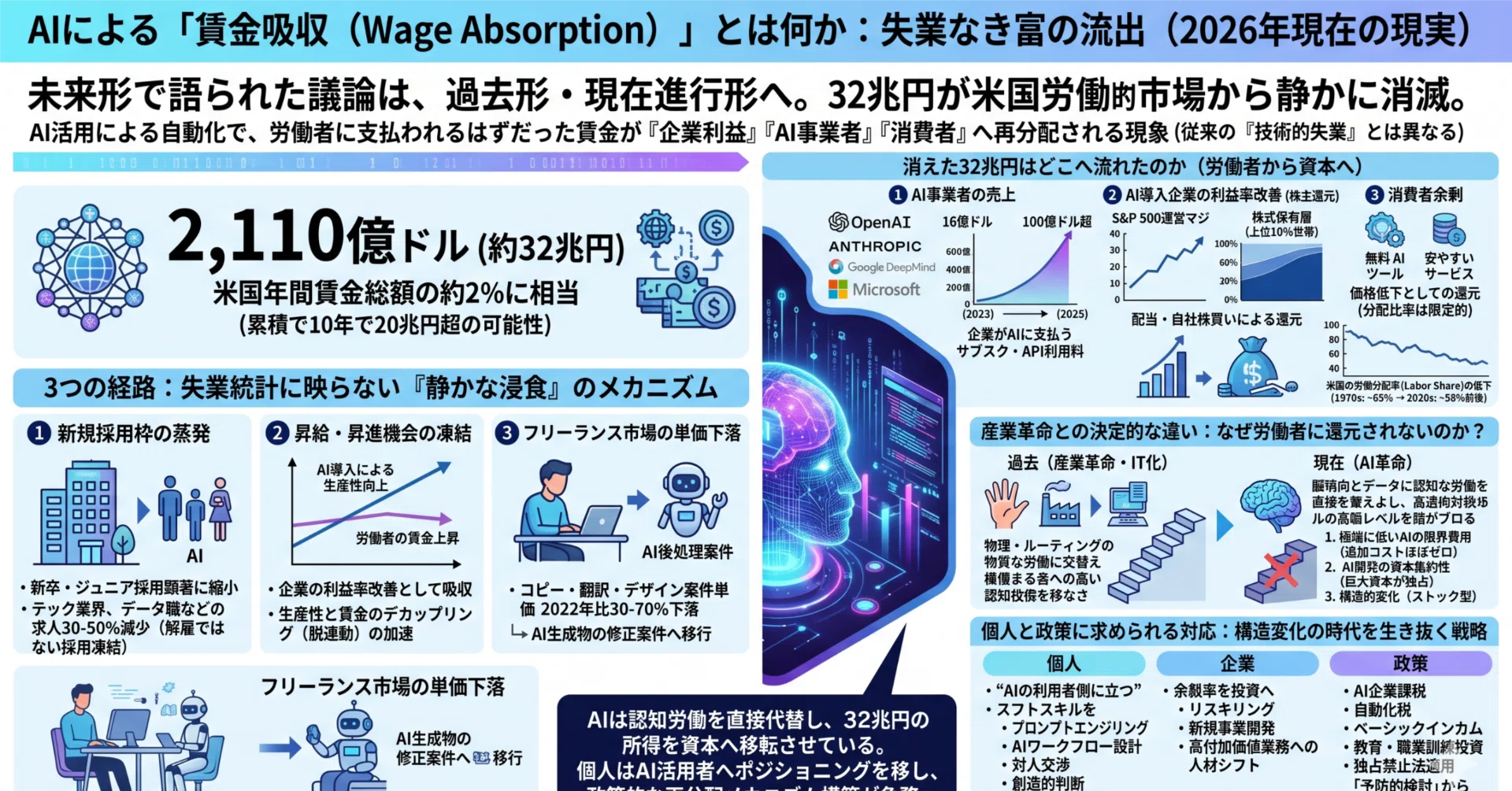 AIが米国労働者から32兆円を「吸い上げた」—労働から資本への所得移転