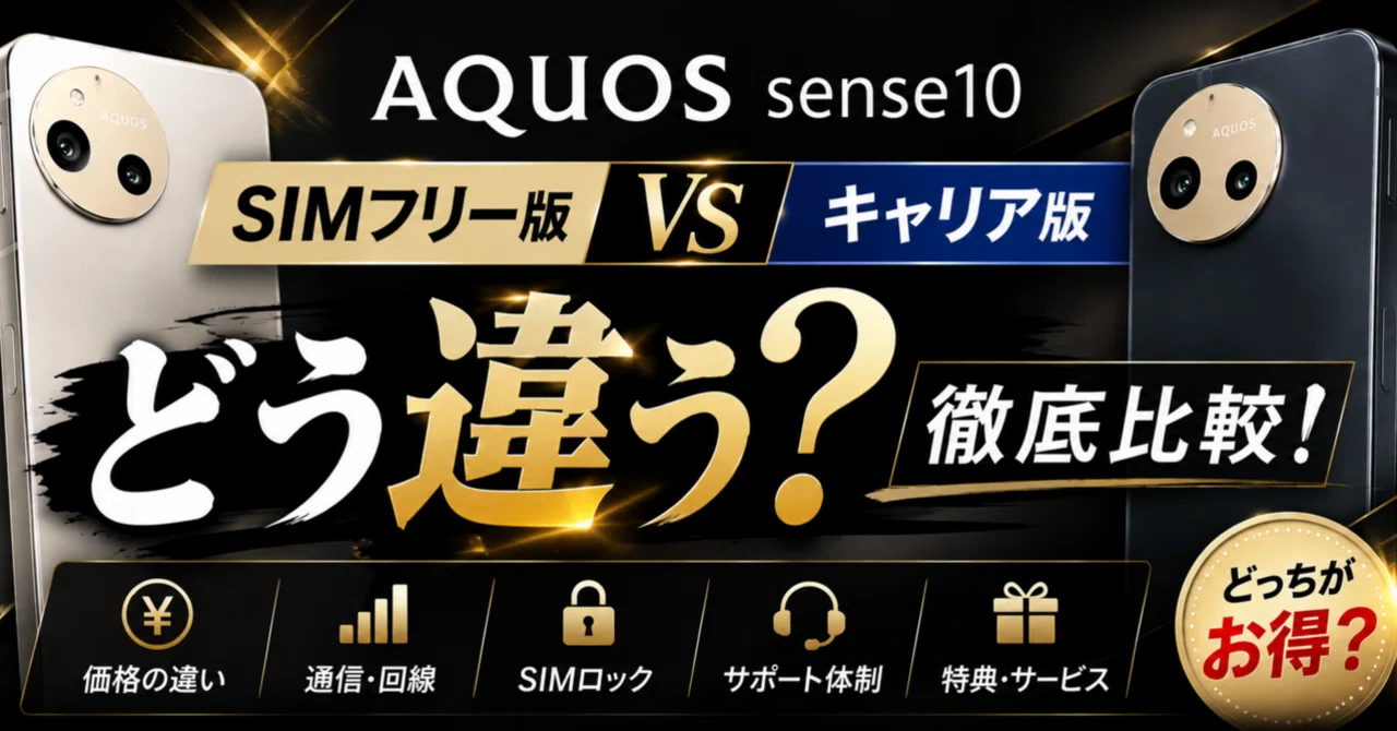 AQUOSsense10のsimフリー版とキャリアはどう違う？徹底比較 