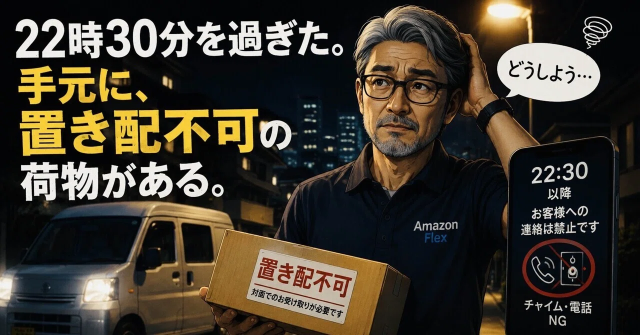 22時30分を過ぎた。手元に、置き配不可の荷物がある。｜軽貨物副業おやじ