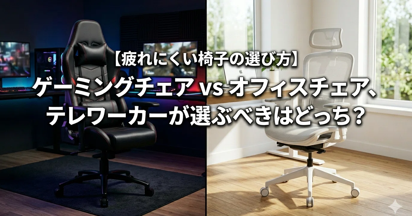 疲れにくい椅子の選び方】ゲーミングチェア vs オフィスチェア、テレ 