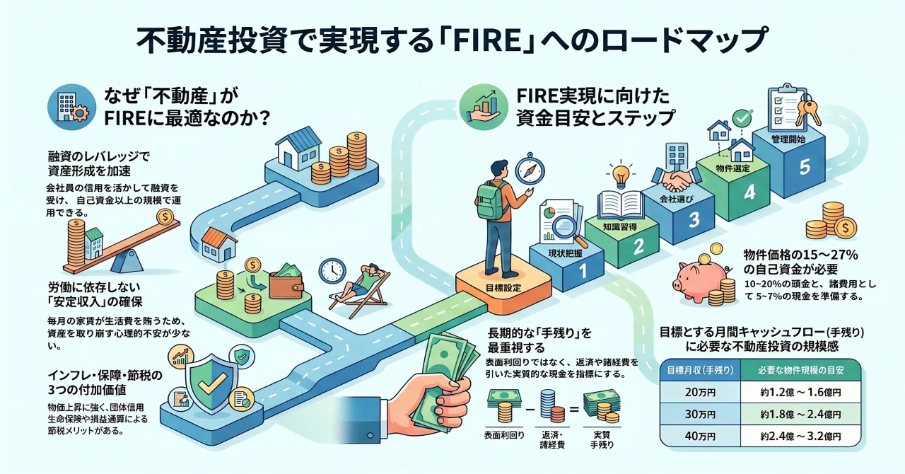 不動産投資でFIREを目指す方法｜メリット・リスク・必要資金をわかり