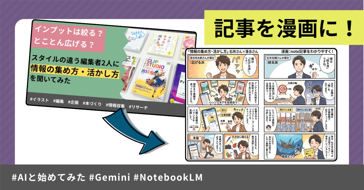 過去のnote記事をGeminiで漫画化してみた｜技術評論社 デザイン