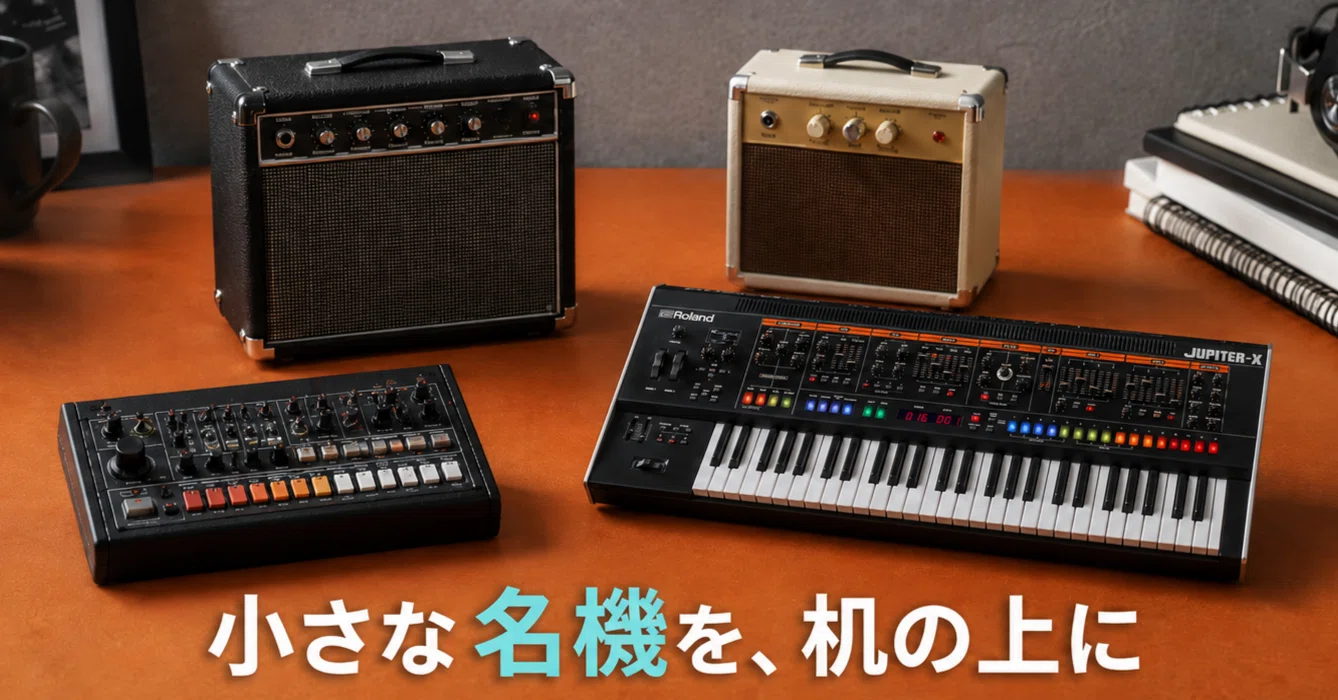 Rolandミニチュアコレクション、1/12スケールの小さな機材が呼び起こす 