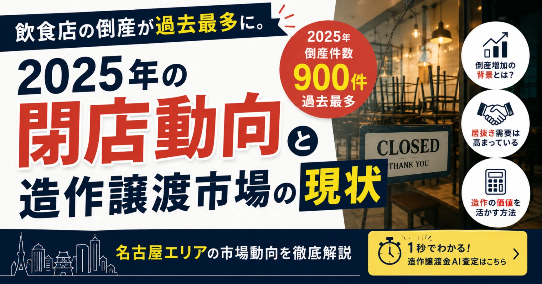 飲食店の倒産が過去最多に。2025年の閉店動向と造作譲渡市場の現状