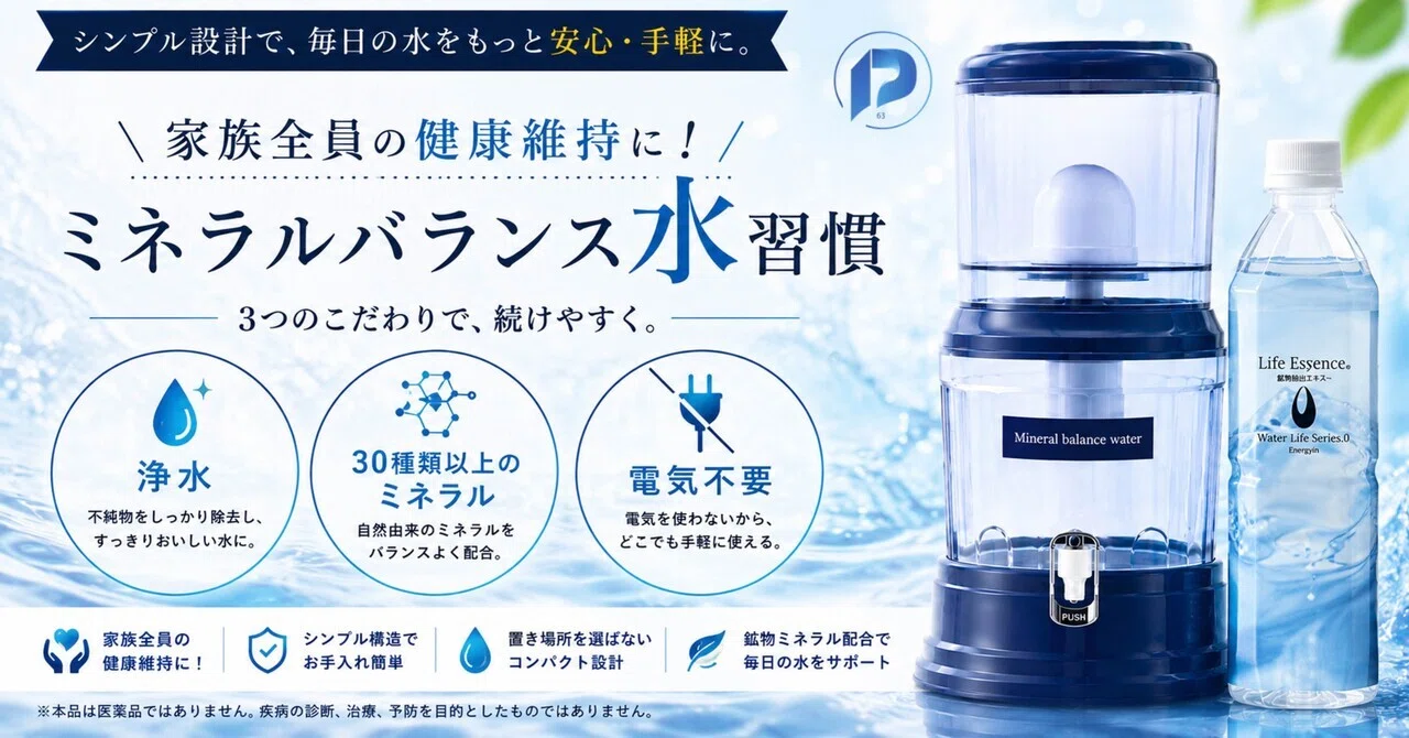 1L約25円！水道水を「理想のミネラル水」に変える新習慣ガイド｜テルキ