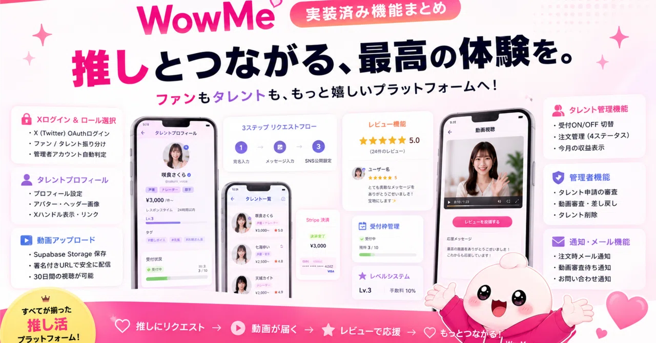 WowMe実装済み機能まとめ｜WowMe公式