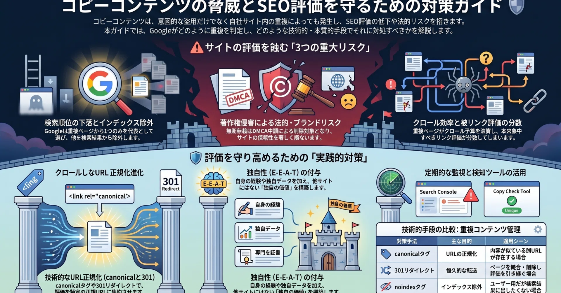 コピーコンテンツとは？SEOリスク・Googleの判定基準・対策まで体系的