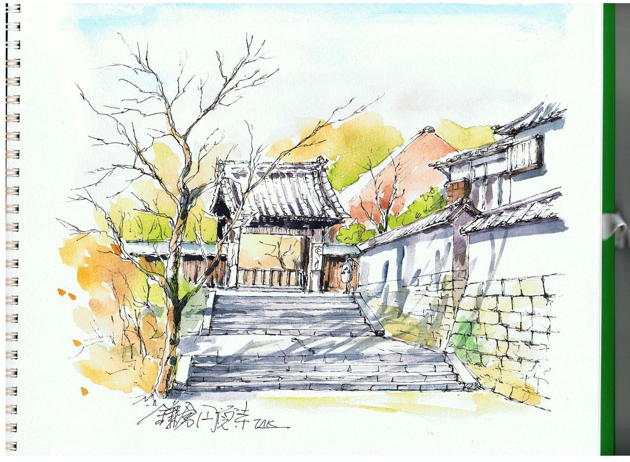 水彩画「鎌倉円覚寺」