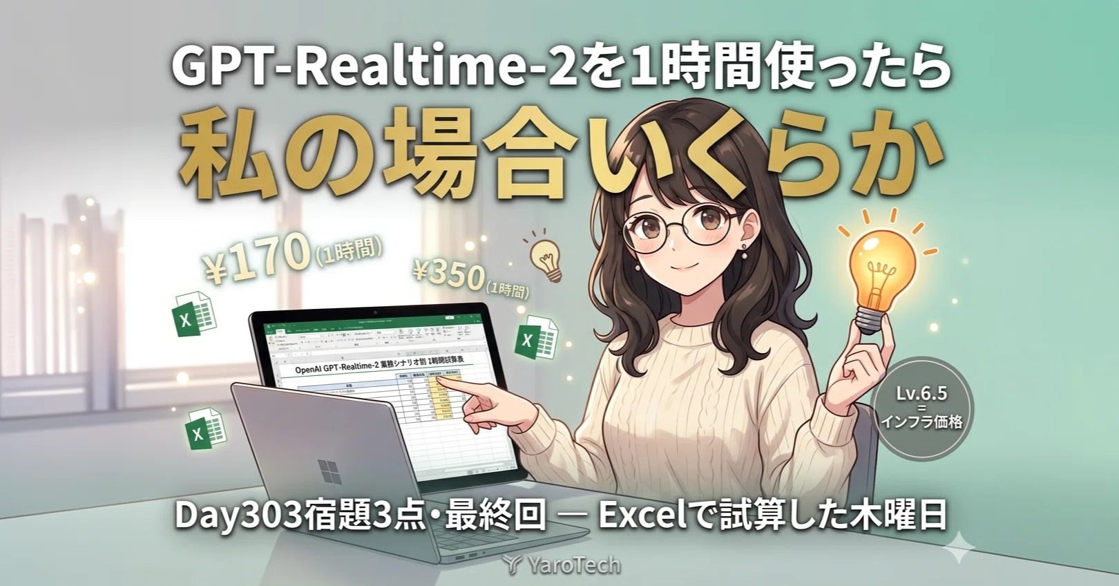 GPT-Realtime-2を1時間使ったら、私の場合いくらか ― Excelで試算した GPT-Realtime-2を1時間使ったら、私の場合いくらか ― Excelで試算した