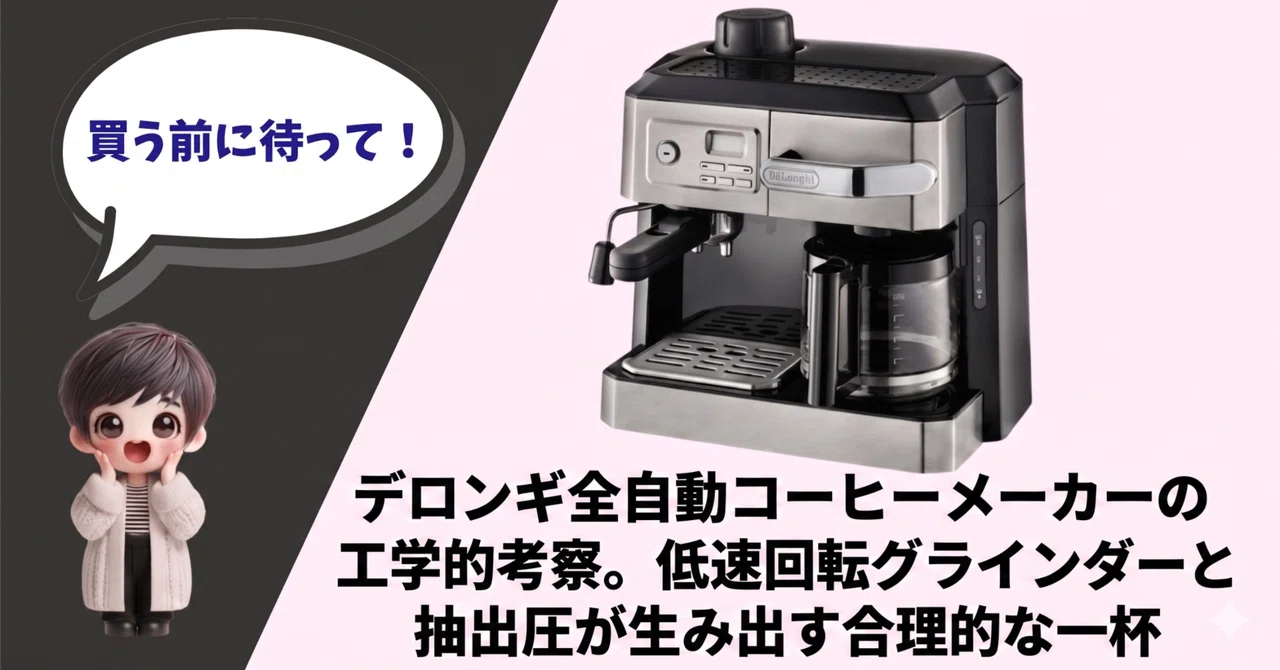 デロンギ全自動コーヒーメーカーの工学的考察。低速回転グラインダーと